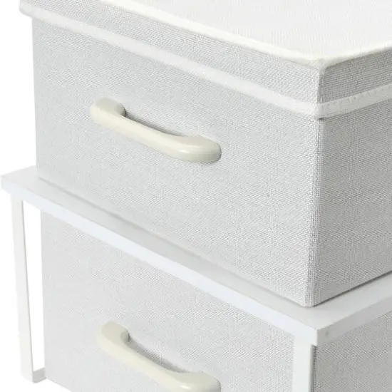 Household Essentials Stacking Storage Boxes Set White {8}