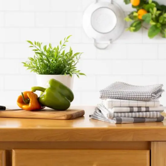 DII&reg; Gray Farmhouse Woven Dishtowel Set {10}