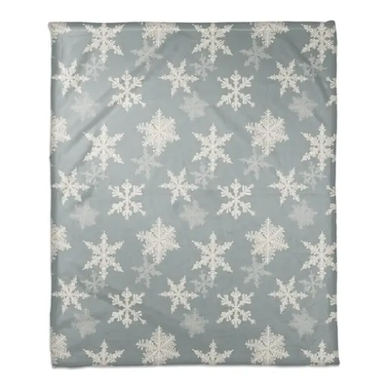Blue Snowflake Pattern 50" x 60" Coral Fleece Blanket {1}