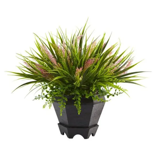 17" Grass Arrangement in Black Planter {1}