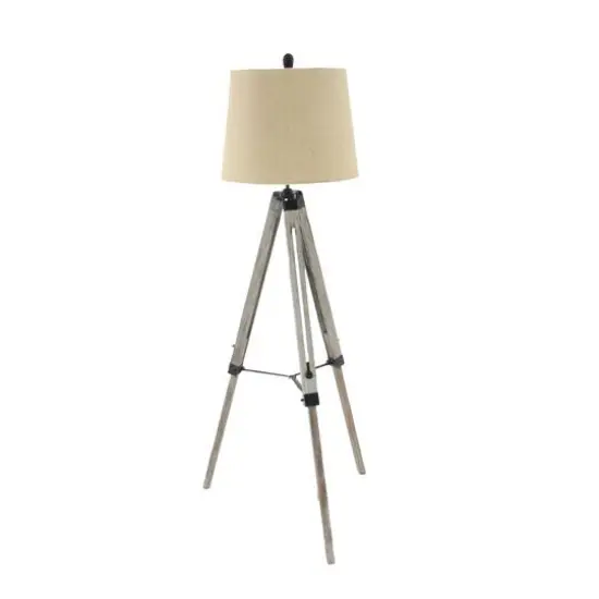 Brown Wood Industrial Floor Lamp, 61" x 25" x 25" {5}