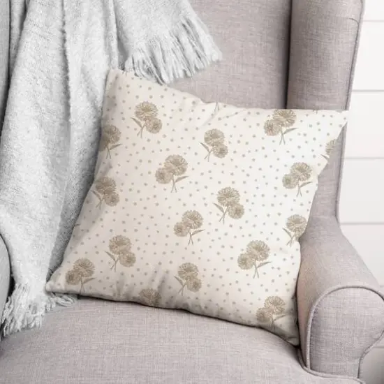 Floral Dots Throw Pillow Tan {4}