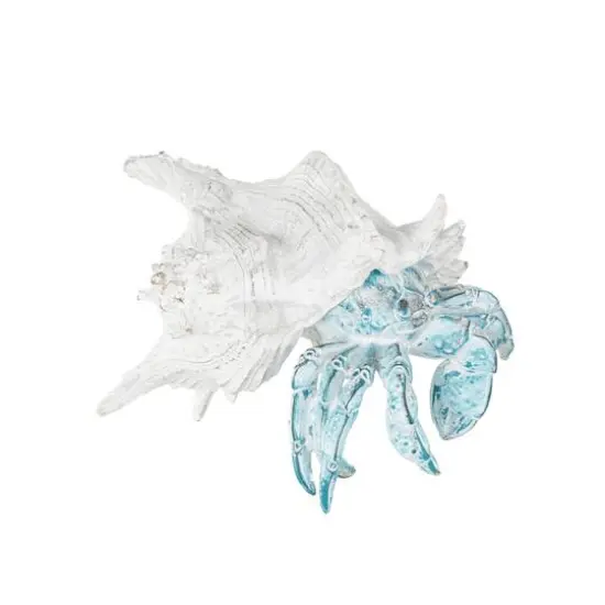 9" Polystone Crab Textured Decorative Sculpture with White Shell Blue {3}