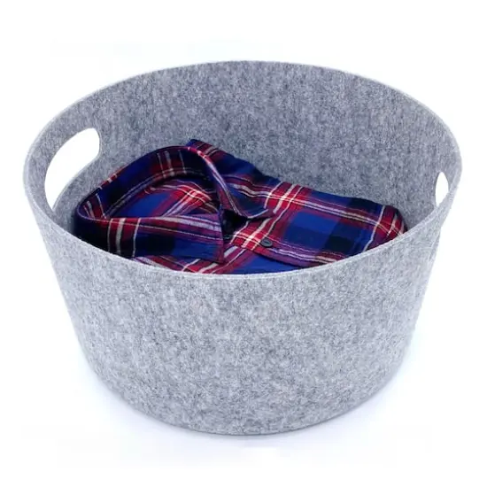 Welaxy 15" Felt Round Basket Gray {5}