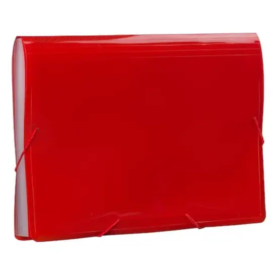 JAM Paper 10" x 15" Legal Size 13 Pocket Plastic Expanding File Accordion Folder Red {6}