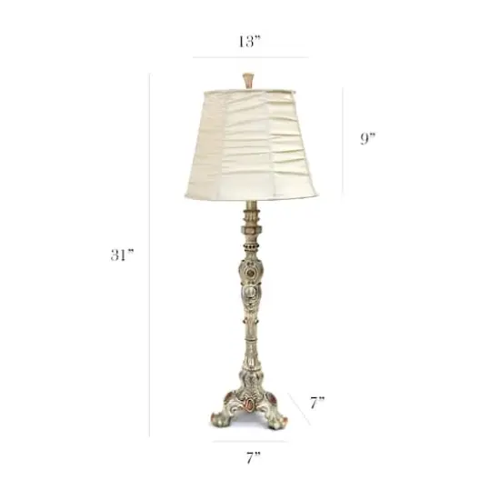 Elegant Designs Antique Style Buffet Table Lamp with Cream Ruched Shade {4}