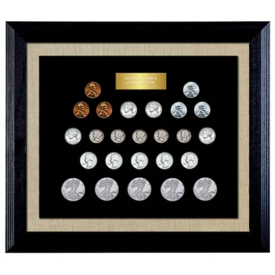 World War II Coin Collection in Wood Frame {1}