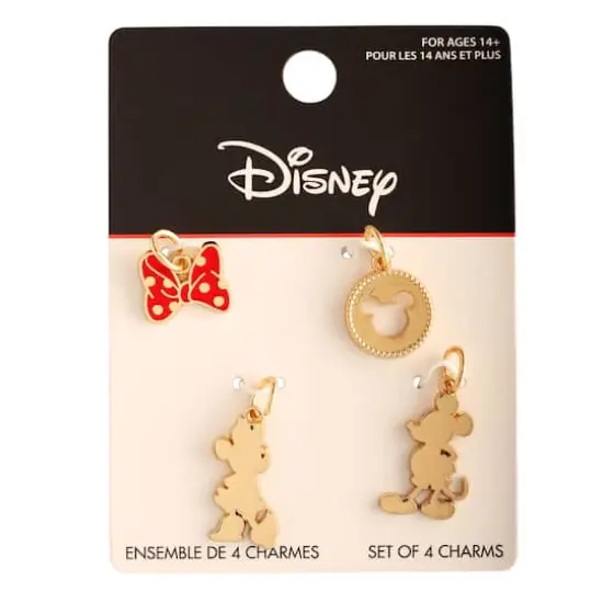 Disney&reg; Gold Mickey & Minnie Mouse Charm Set {4}