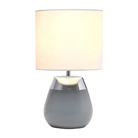 Simple Designs 14" Metal Touch Table Lamp Gray And Chrome Base {6}