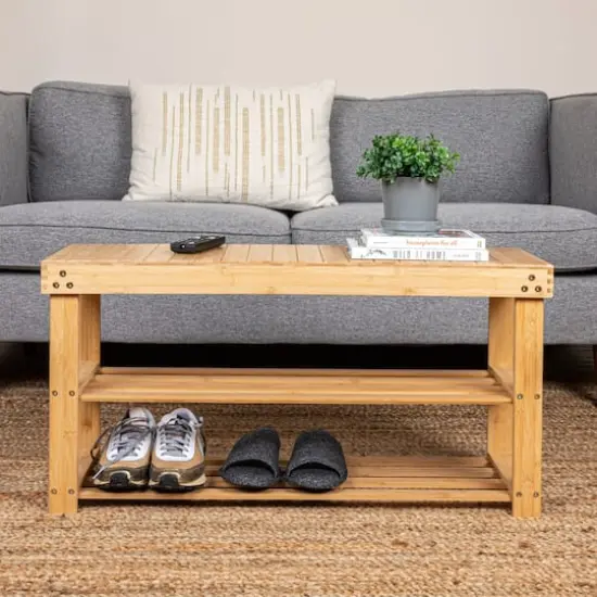 Household Essentials 2-Shelf Bamboo Bench {4}