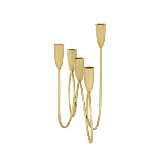 CosmoLiving by Cosmopolitan Gold Metal Contemporary Candelabra, 11" x 15" x 5" {4}