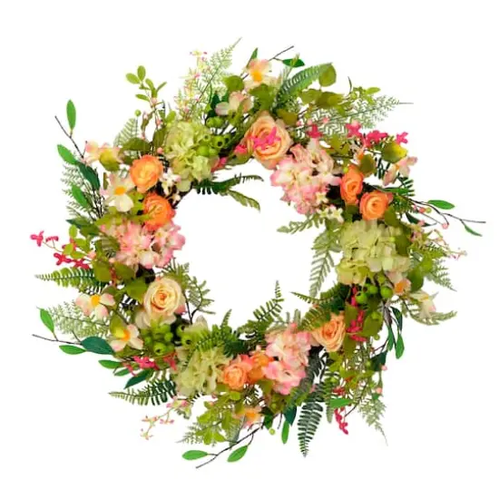 30'' Multicolored Rose Floral Bouquet Spring Wreath {1}