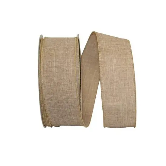 JAM Paper 2.5" x 50yd. Linen Wired Ribbon Natural {1}