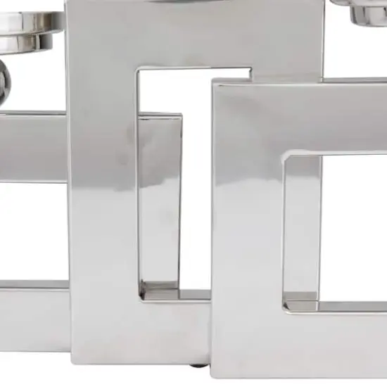 Silver Stainless Steel Modern Candle Holder, 11" x 14" x 6" {5}