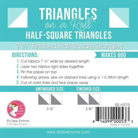It's Sew Emma&reg; Triangles on a Roll&trade; Finished Half-Square Triangles {4}