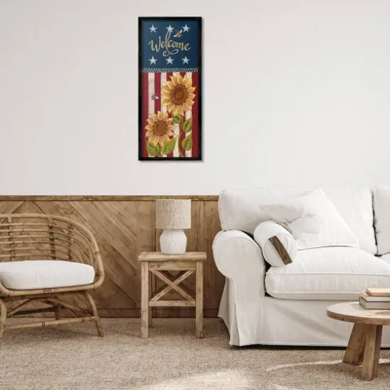 Stupell Industries Americana Welcome Country Sunflowers Framed Giclee Art Black {3}