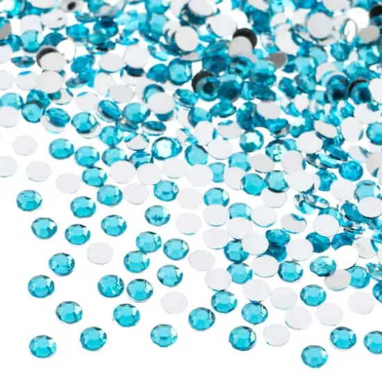 John Bead Acrylic Round Flat Back Rhinestones, 4mm Aqua {1}