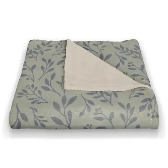 60" Delicate Floral Fleece Blanket Green {3}