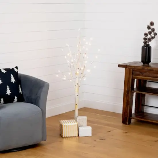 4ft. Pre-Lit Birch Artificial Christmas Tree, Warm White LED Lights {8}