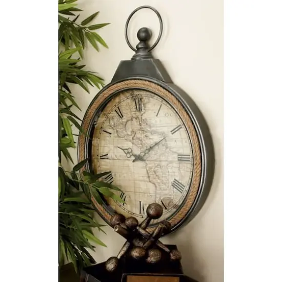 30" Brown Metal Coastal Wall Clock {8}