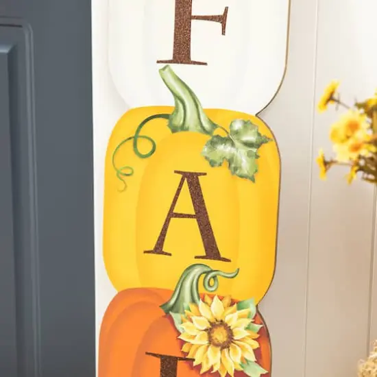 Glitzhome&reg; 3.5ft. Fall Wood Stacked Pumpkin Porch D&eacute;cor {6}