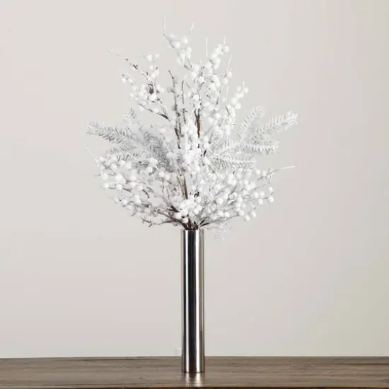 2.5ft. Artificial Flocked Berry Arrangement in Cylinder Chrome Vase {8}