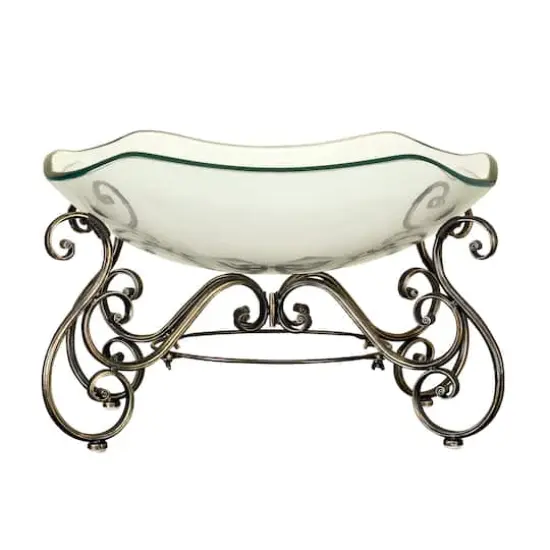 Brass Glass and Metal Traditional Serving Bowl, 14" x 21" x 16" {1}