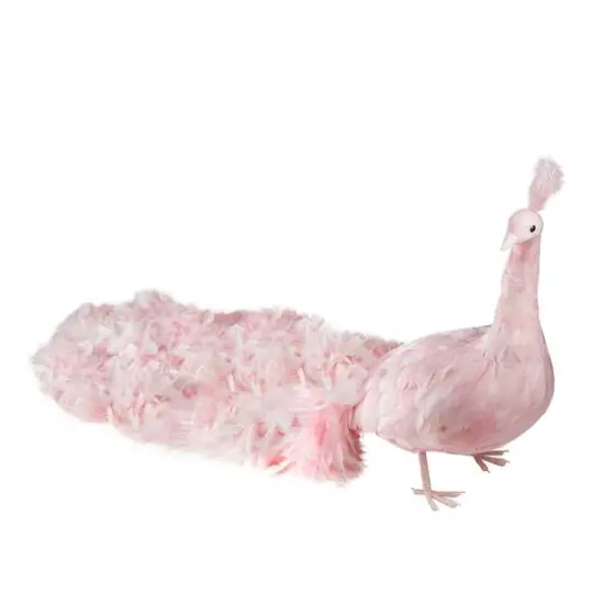 55" Life-Size Pink Peacock with Closed Tail Feathers Decoration {1}