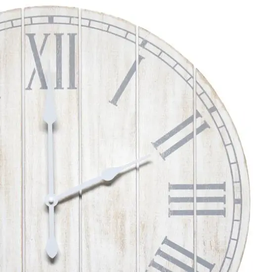 Elegant Designs 23" Wood Plank Coastal Wall Clock White Wash {6}