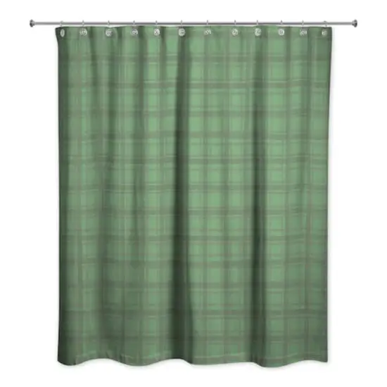 Green Plaid Pattern Shower Curtain {1}