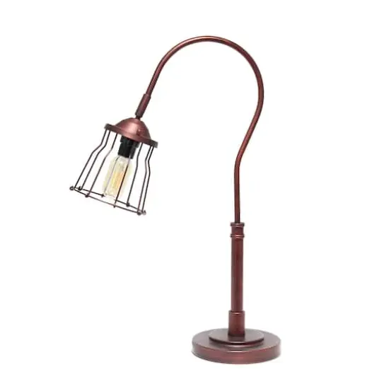 Lalia Home 25" Red Bronze Rustic Caged Shade Table Lamp {1}