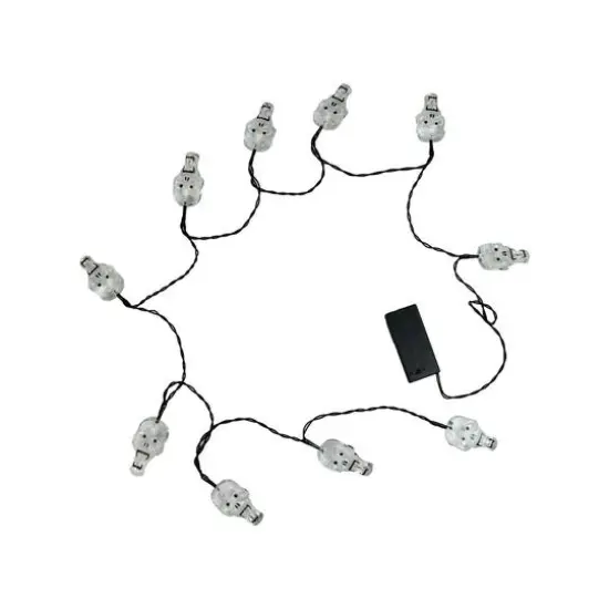 10ct. White Skull LED Halloween String Lights {3}