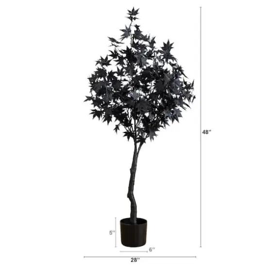 4ft. Pre-Lit Artificial Halloween Black Maple Tree with 180 Orange & Purple LED Lights {3}