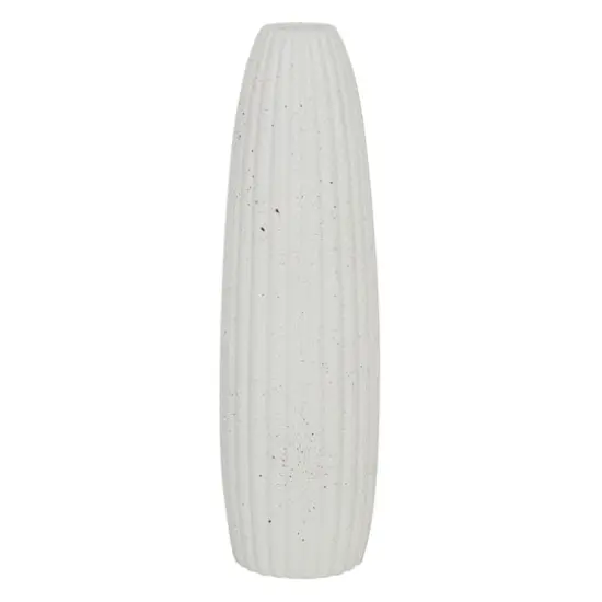 White Ceramic Contemporary Vase, 18" x 5" x 5" {1}