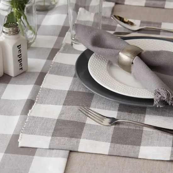 DII&reg; Buffalo Check Ribbed Placemat, 6ct. Gray/White {7}