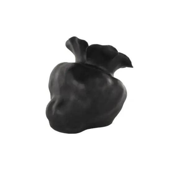 12.75" Black Ceramic Abstract Wide Rounded Floral Shaped Decorative Vase with Petal Rim {8}