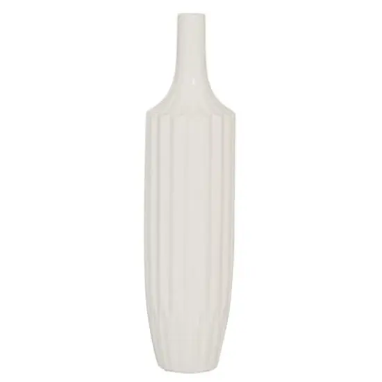 White Ceramic Modern Vase, 19" x 5" x 5" {1}