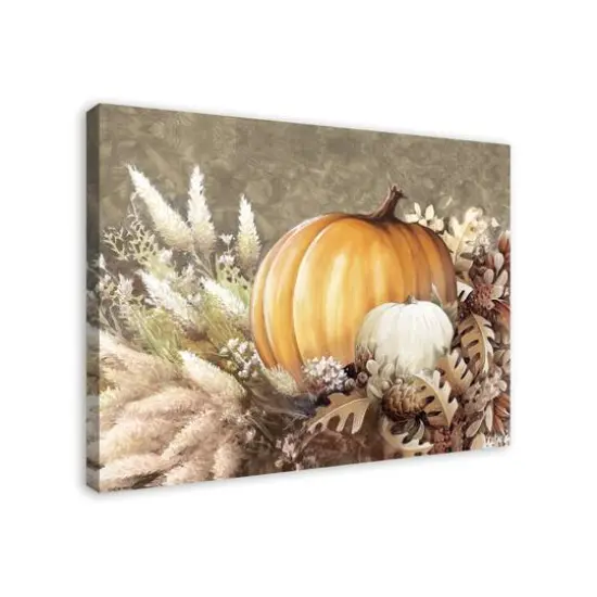 Neutral Harvest Pumpkin Canvas Wall Art {5}