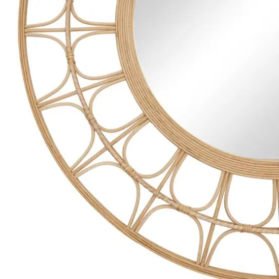 Brown Bamboo Bohemian Wall Mirror, 35" x 1" x 35" {4}