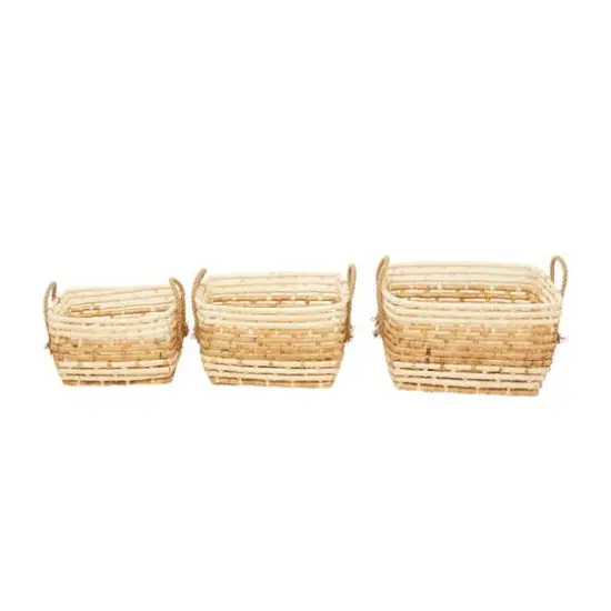 Rectangle Brown Contemporary Sea Grass Storage Basket Set {8}