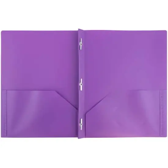 JAM Paper 9.5" x 11" Plastic 2 Pocket School POP Folders with Clasps, 6ct. Purple {4}