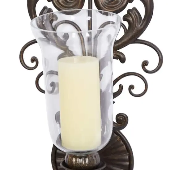 31" Gold Glass Rustic Candle Wall Sconce {5}