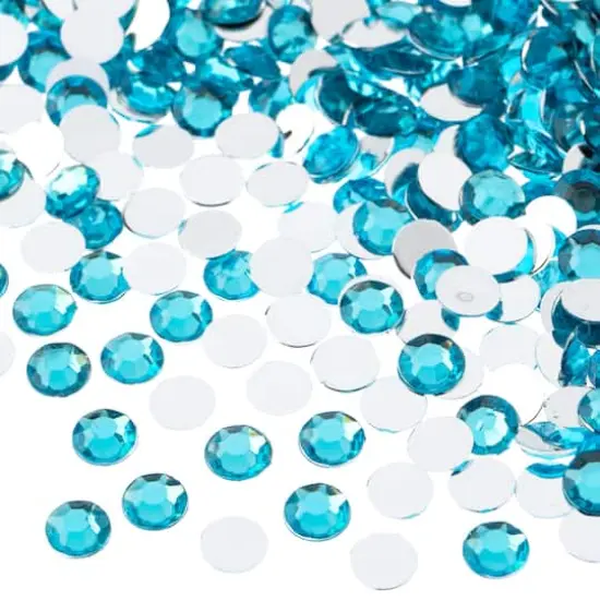 John Bead 6mm Acrylic Round Flat Back Rhinestones, 1,000ct. Aqua {1}