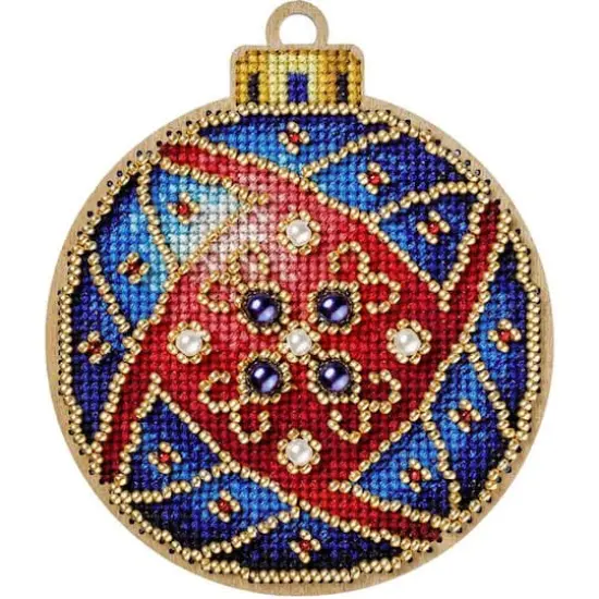 Wonderland Crafts Red & Blue Ornament Cross-Stitch Kit {3}