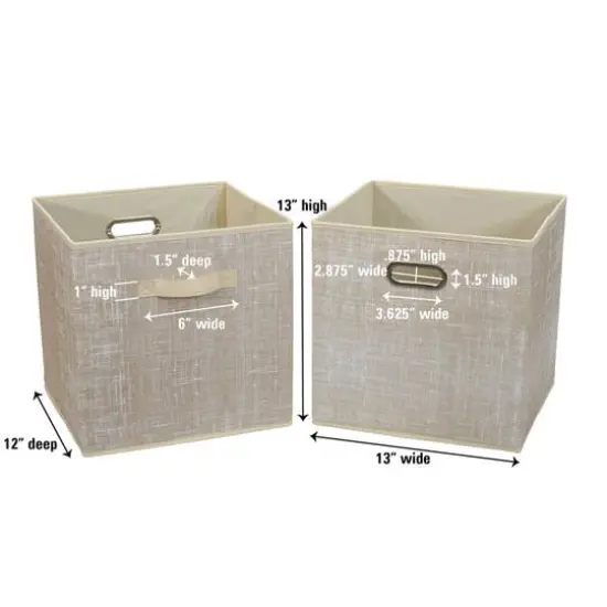 2 Pack Household Essentials 13" Fabric Storage Bins Tan Mix {7}