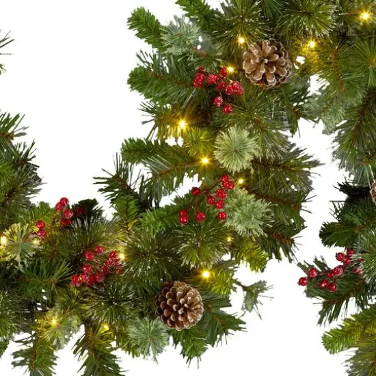 9ft. Iced Berry Pine Pre-LED Lit Garland {1}