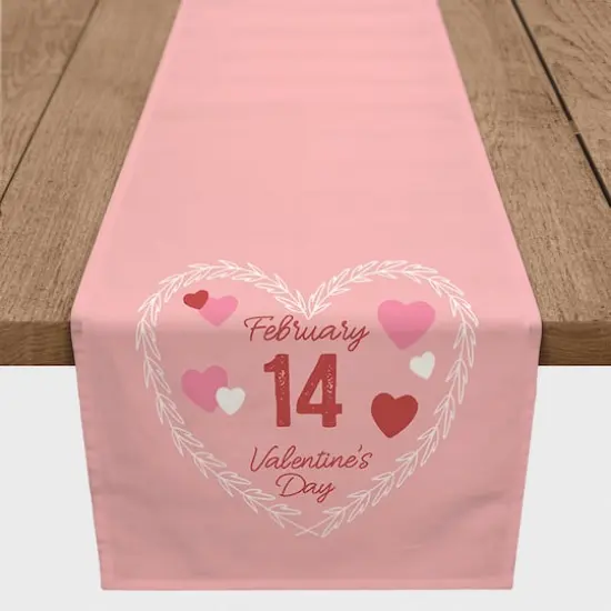 90" Poly Twill Valentine's Day Calendar Wreath Table Runner {3}