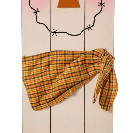 Glitzhome&reg; 36" Double Sided Wooden Scarecrow & Pumpkin Porch D&eacute;cor For Halloween & Fall {9}