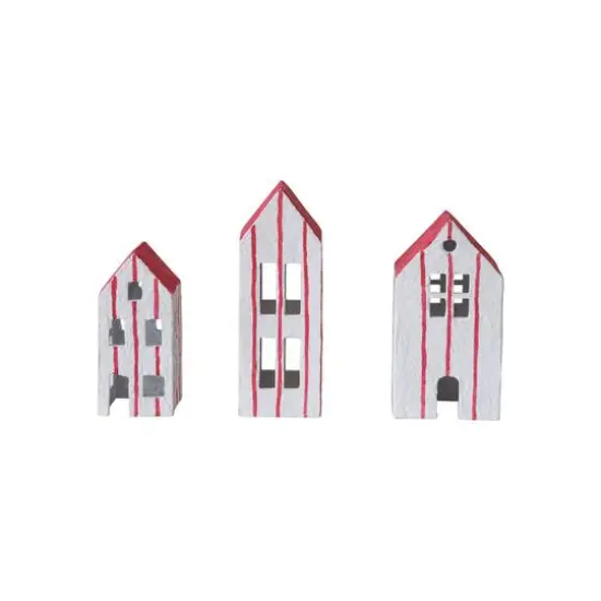Hello Honey® White & Red Hand-Painted Paper Mache House Set {1}