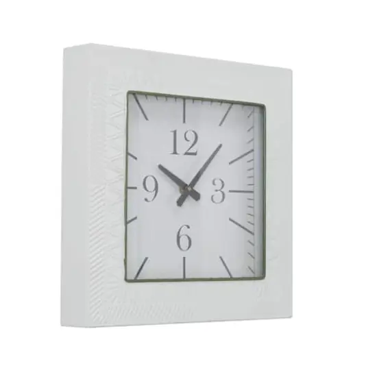White Metal Modern Vintage Wall Clock, 12" x 3" x 12" {3}